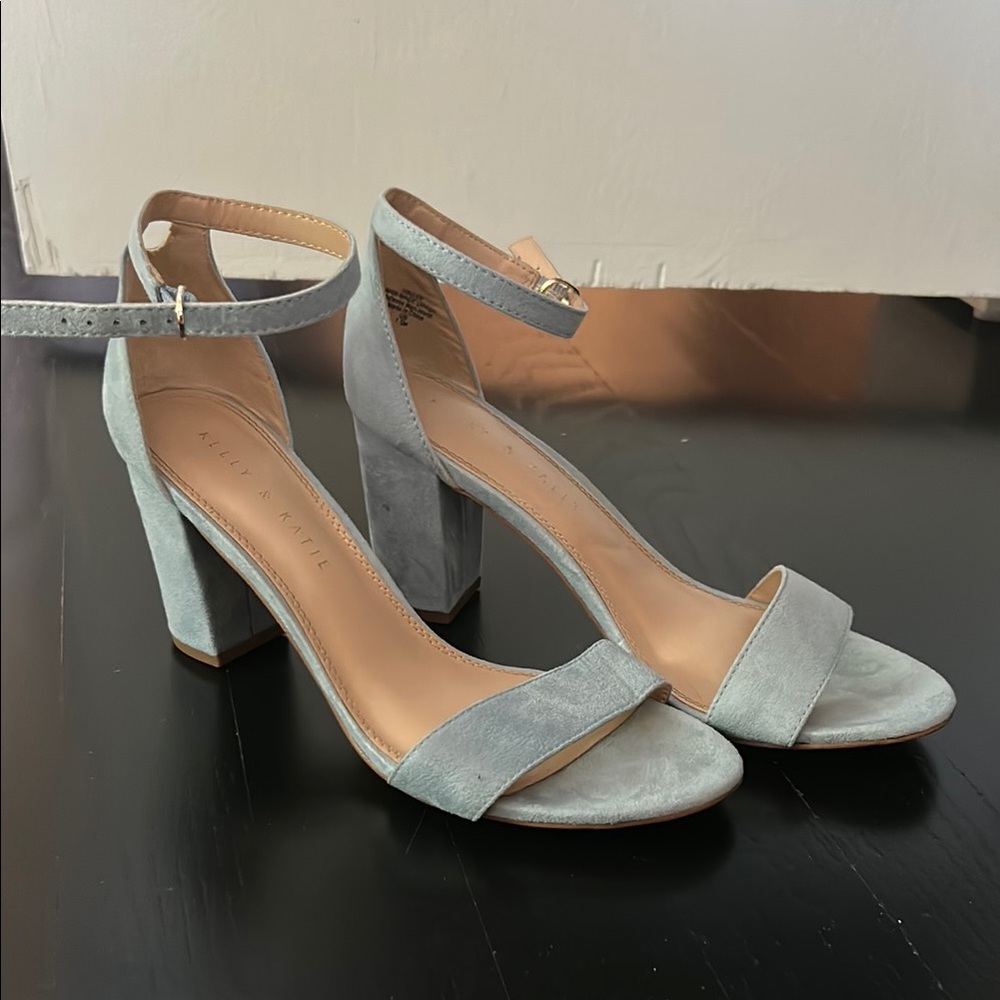 Elegant Light Blue Suede Heels
